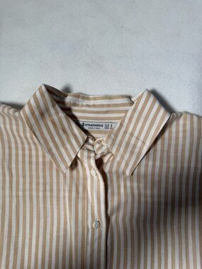 Stradivarius Beige & White Stripe  Shirt